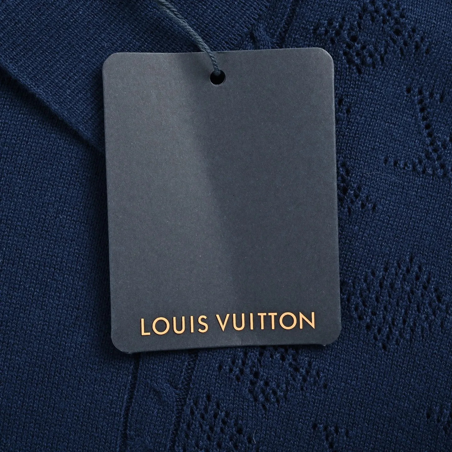 Louis Vuitton/Louis Vuitton 26ss hollow letter jacquard knitted Polo short sleeves